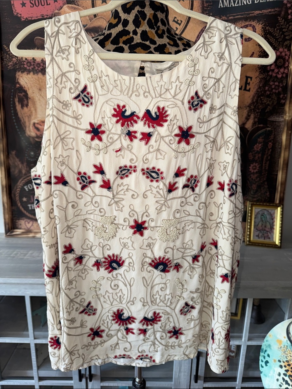 NWT LUCKY BRAND Embroidered/Beaded/Embroidered Top - Women's Size Large